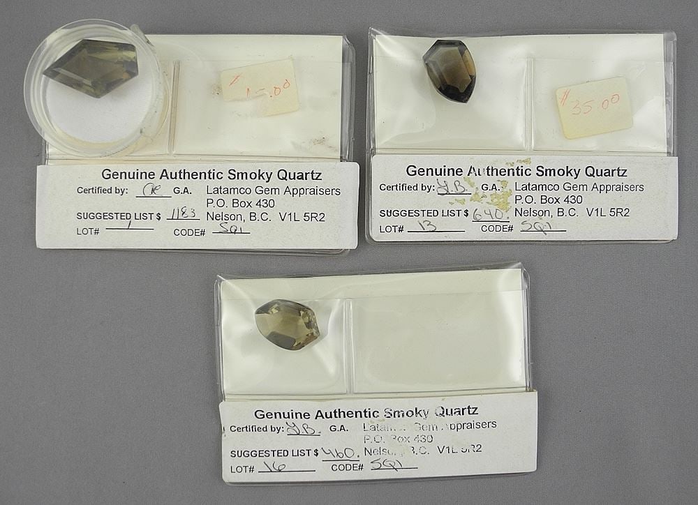 Three Various Cut Smokey Quartz Gemstones. (1 of 1)