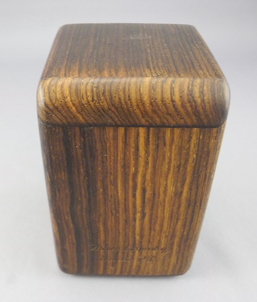 Cocabola Sliding Top Box signed Mason Carpentry Victoria BC, 4 1/4 x 2 3/4 x 3 1/8". (1 of 4)