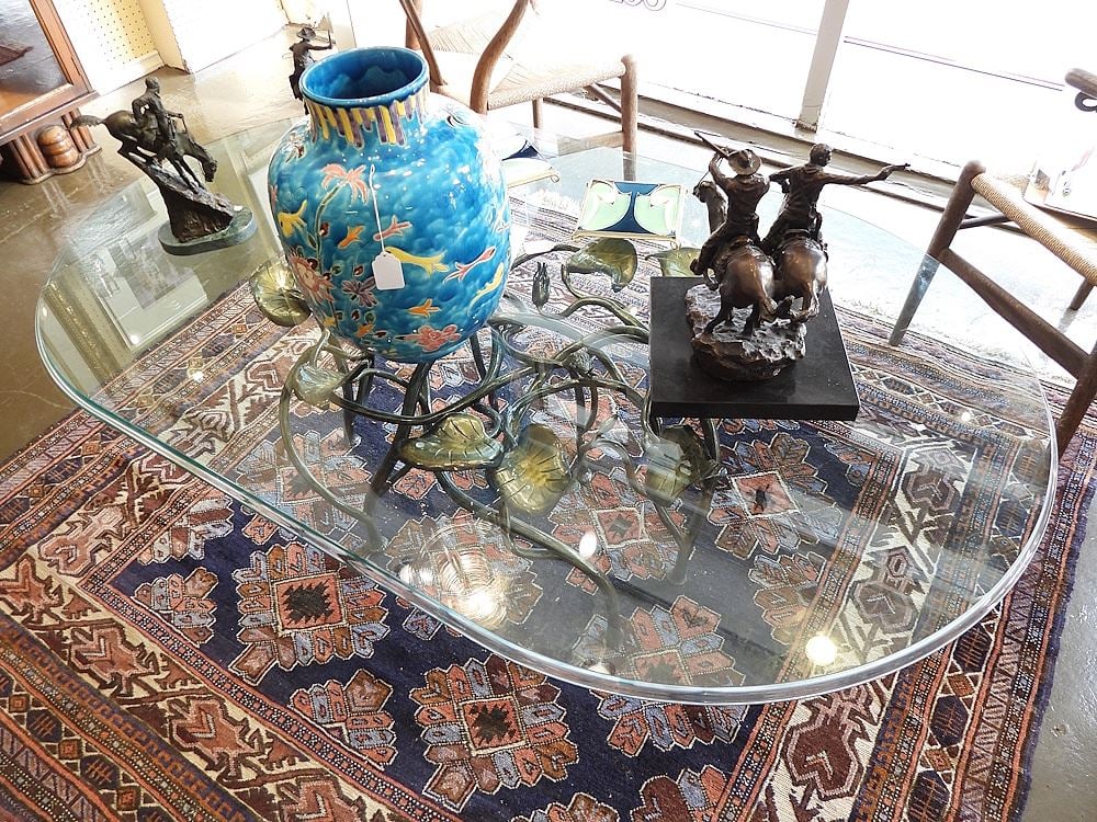 "Lily" Metal Based Glass Top Coffee Table, 60 x 36".: "Lily" Metal Based Glass Top Coffee Table, 60 x 36".