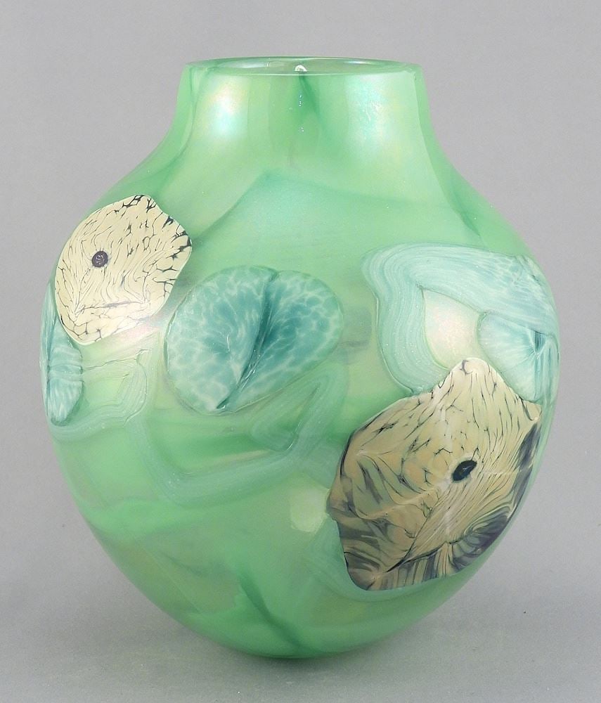 Art Glass Vase signed with Label Robert Held Art Glass, 7"h. (189) (1 of 3)