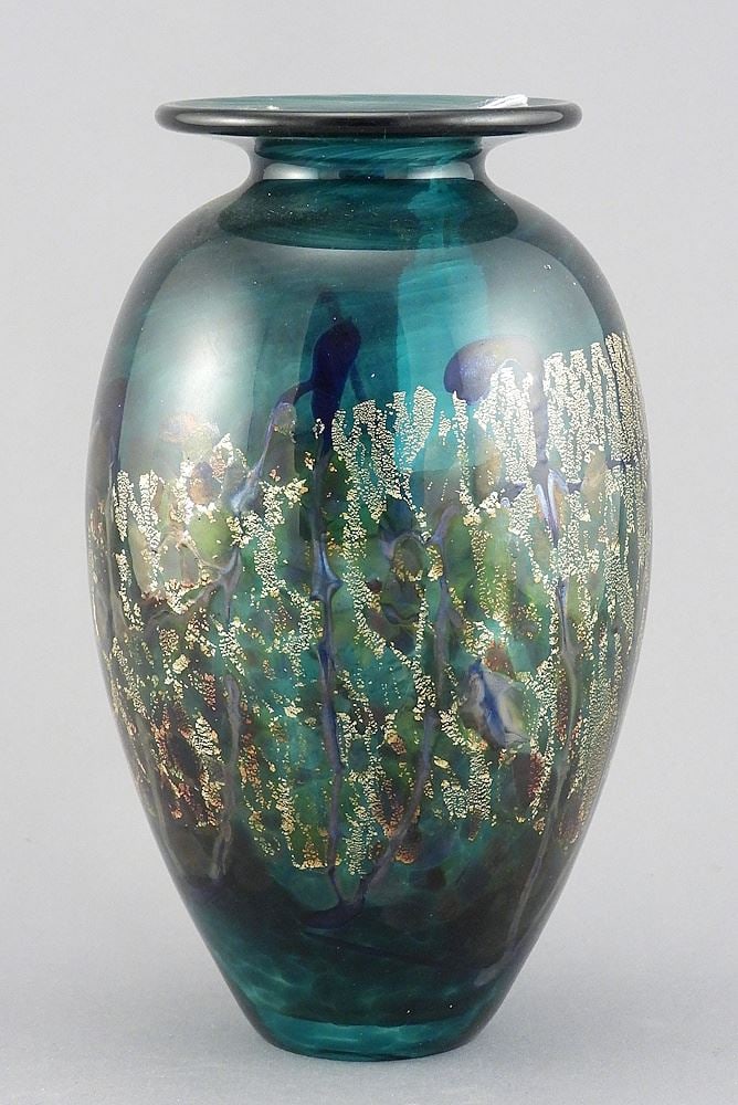Art Glass Vase signed with Label Robert Held Art Glass, 6 7/8"h. (97) (1 of 3)