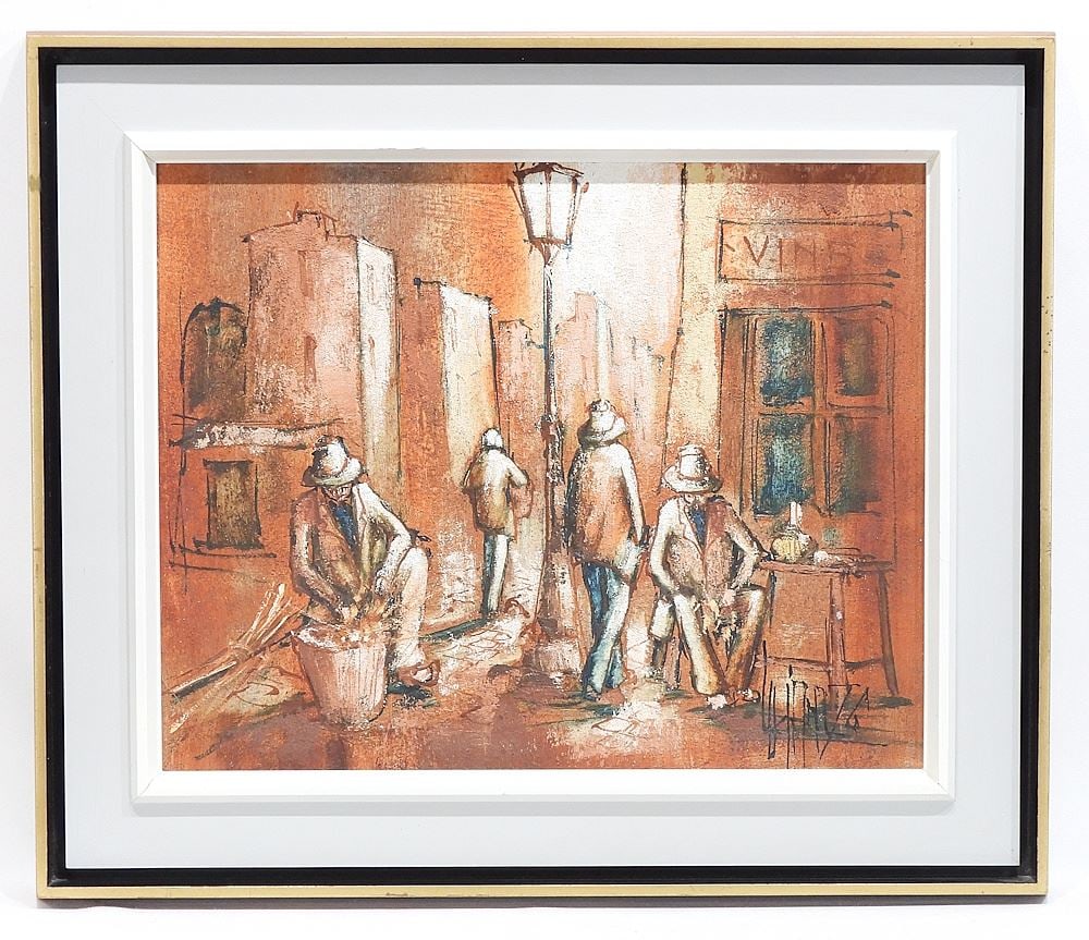 Oil on Canvas signed (Paul) Ygartua, 16 x 20" "Night Scene Under The Secret Lamp". (1 of 5)