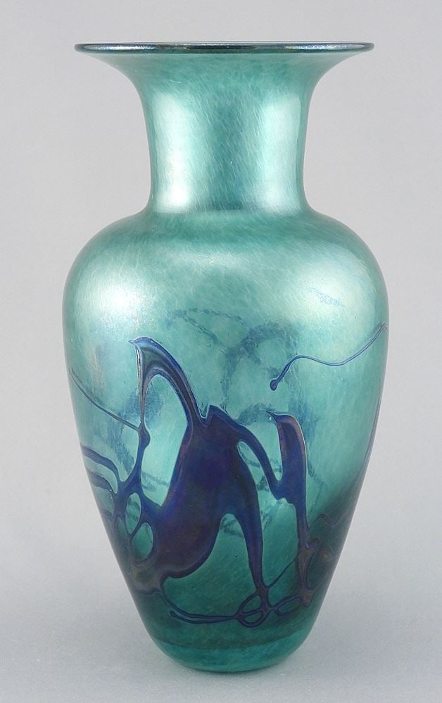 Unsigned Art Glass Vase Manner of Robert Held, 9 1/4"h. (90) (1 of 2)