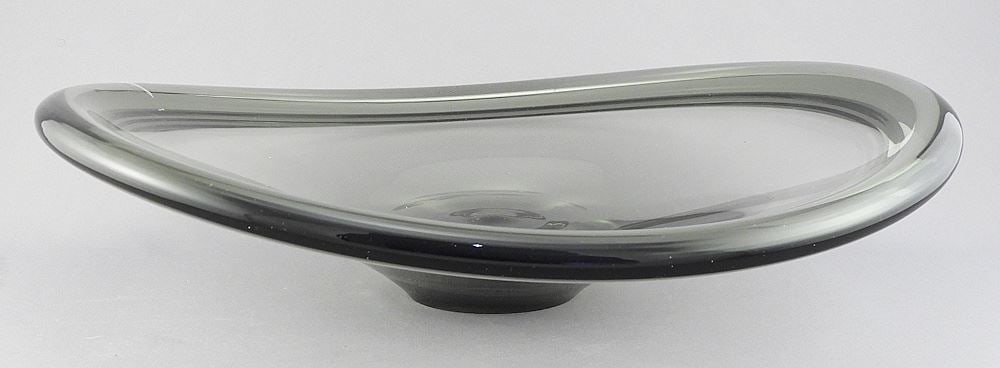 Holmegaard Smoked Glass Bowl, Model 14595, 13 1/4" (scratch noted).: Holmegaard Smoked Glass Bowl, Model 14595, 13 1/4" (scratch noted).