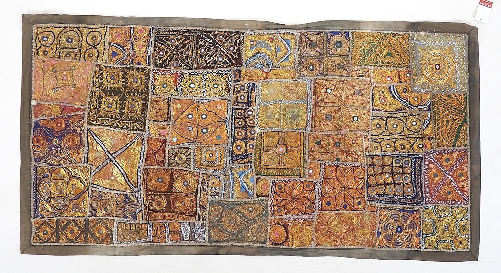 Rajastan Couched Gold Thread Embroidery Panel, 51 x 26 1/2". (1 of 2)