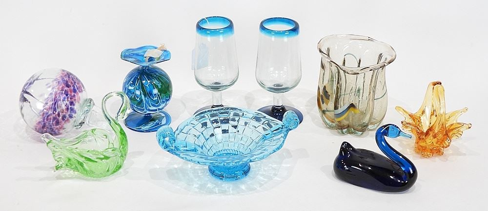 Collection of Various Coloured Glass Sundries, 3 3/8 - 6 7/8"h. (1 of 3)