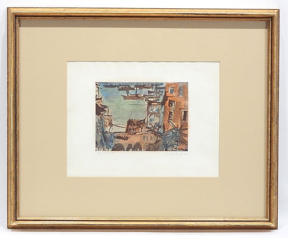 Serigraph signed H. (Herbert) Siebner, 9 x 12" "Genova".: Serigraph signed H. (Herbert) Siebner, 9 x 12" "Genova".