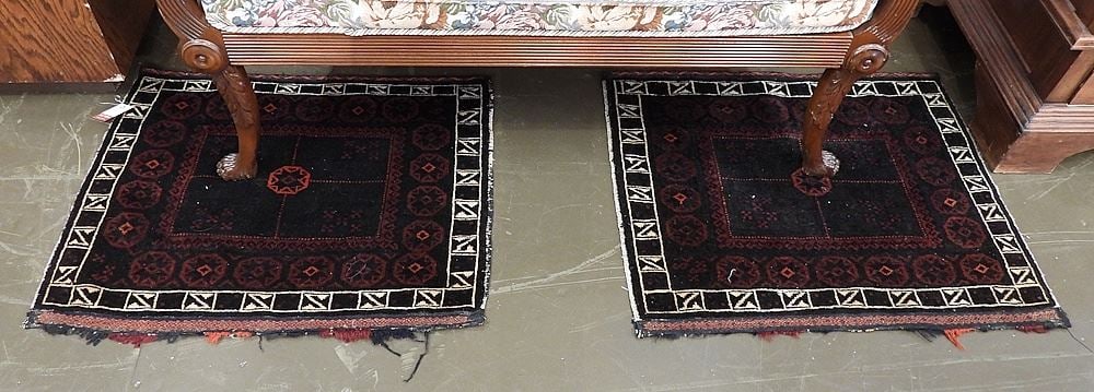 Pair of Balouch Wool Mats, Both Approximately 2'2" x 2'7".: Pair of Balouch Wool Mats, Both Approximately 2'2" x 2'7".