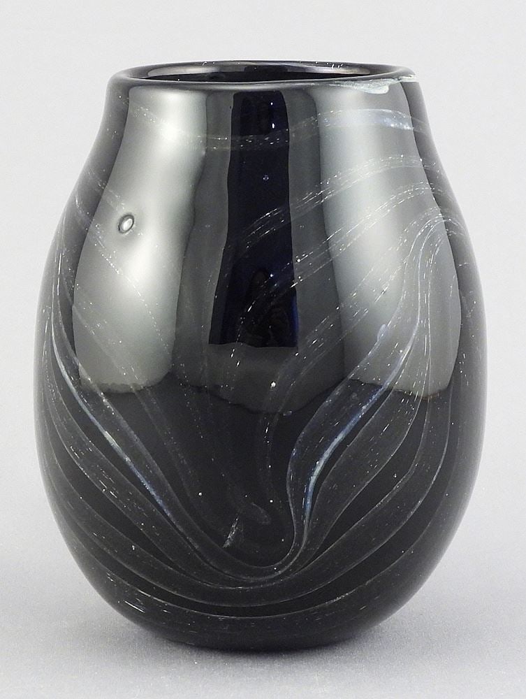 Linda Westrom Black Amethyst Vase signed & Dated '82, 4 1/8"h. (1 of 4)