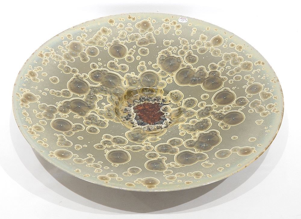Stoneware Wall Plate w/ Metallic Oxide Glaze signed (Bill) Boyd 728C- 09, 20 1/4" Diam. (1 of 4)