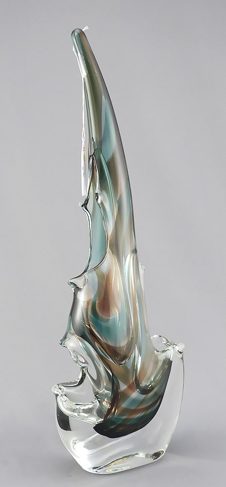 Art Glass Vase signed Indistinctly, 14 1/2"h.: Art Glass Vase signed Indistinctly, 14 1/2"h.