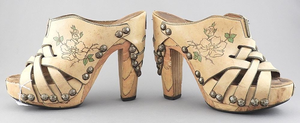 Pair of 1972 John Fluevog Granville St. Platform Laminated Heel Shoes, Size 7.: Pair of 1972 John Fluevog Granville St. Platform Laminated Heel Shoes, Size 7.