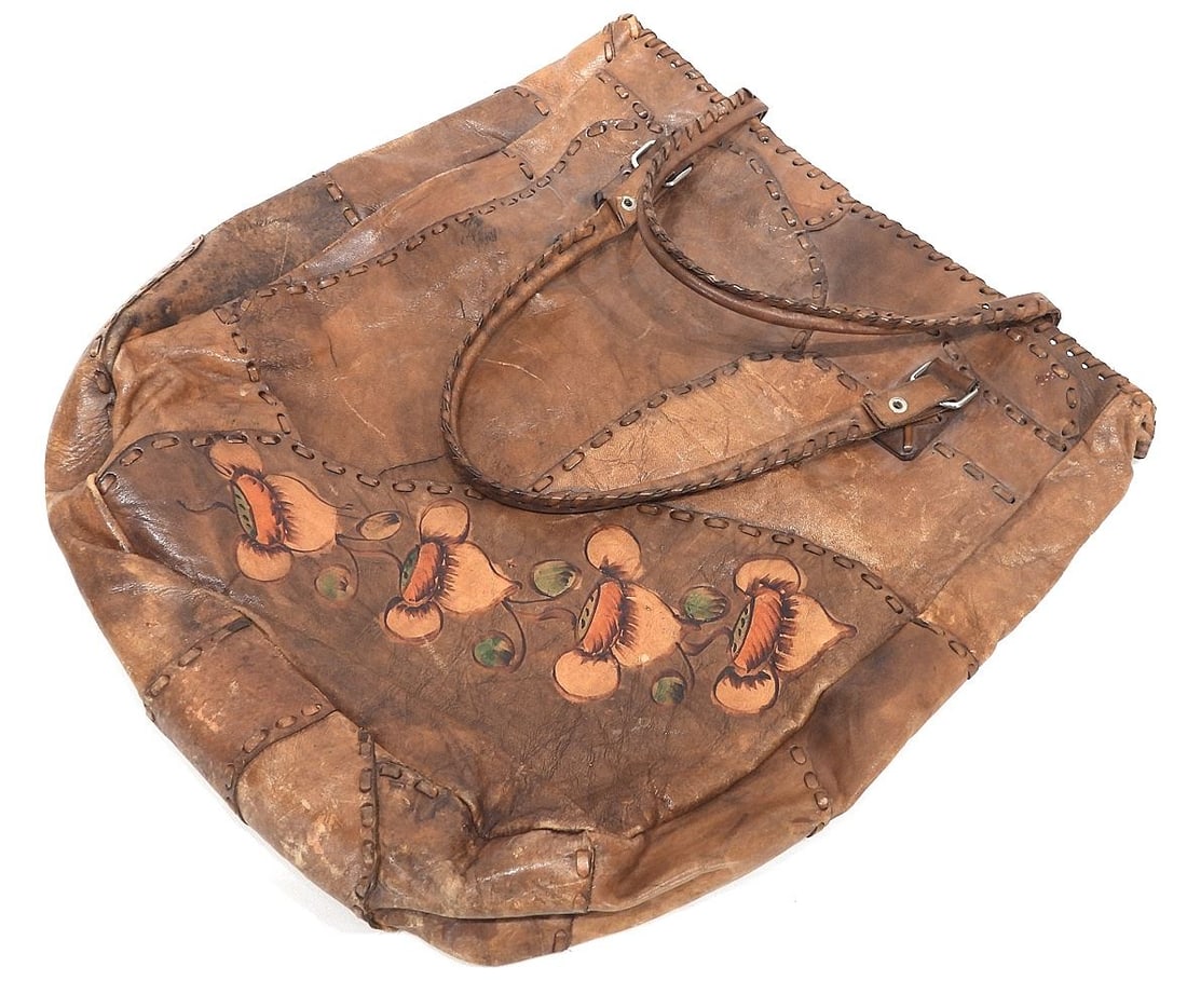 Five Leather Tooled/Molded/Patchwork Handbags, 9 3/4 - 17"L. - 4