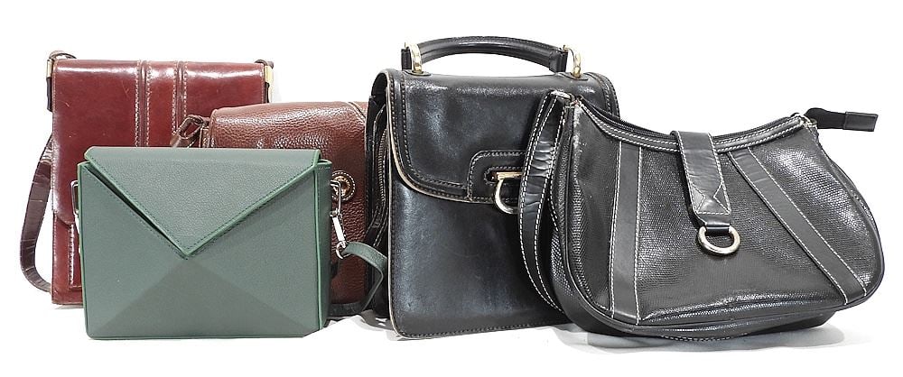 Five Handbags: La Tour Eiffel/Ponte Vecchio/Italia/Veni Morgan/Lancel, 8 1/4 - 11 1/2"L.: Five Handbags: La Tour Eiffel/Ponte Vecchio/Italia/Veni Morgan/Lancel, 8 1/4 - 11 1/2"L.