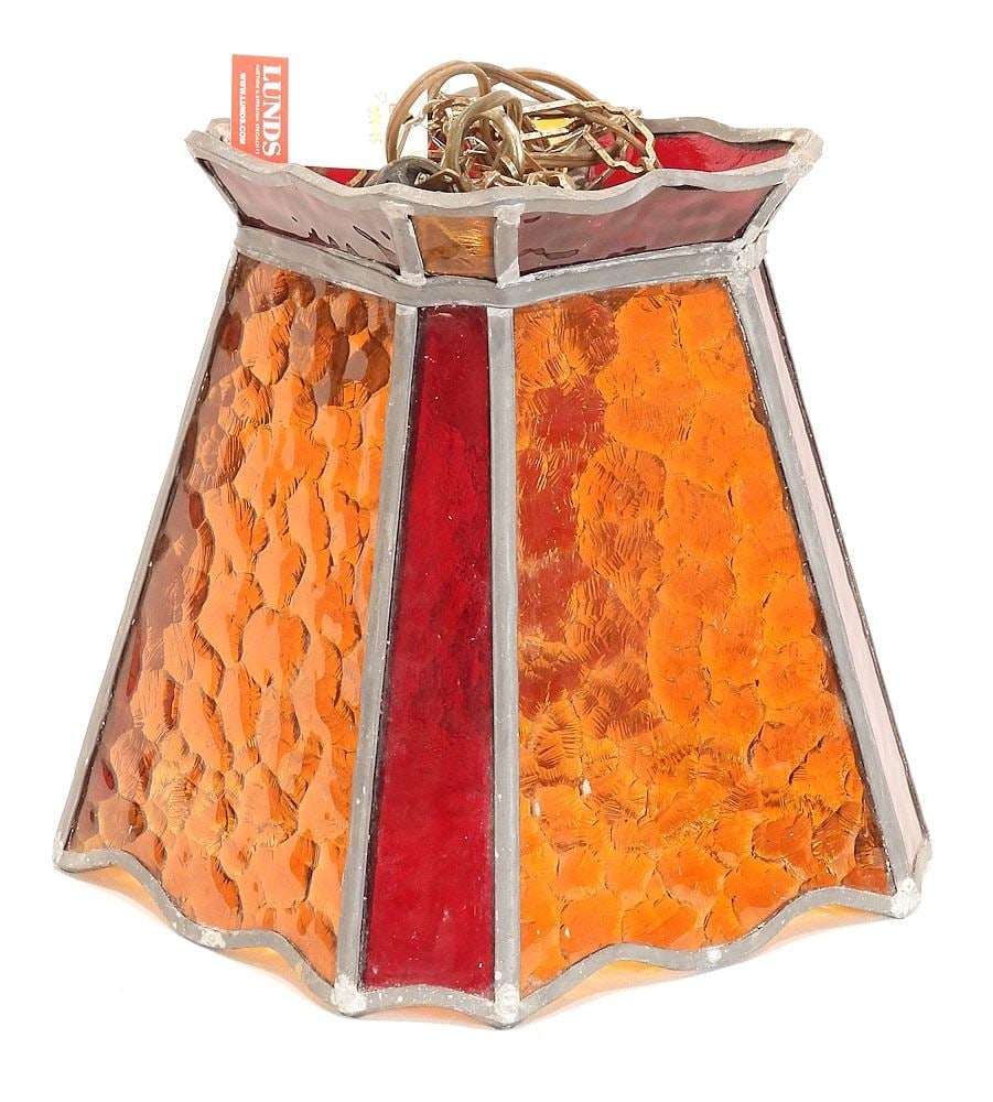 Leaded Glass Swag Style Light Fixture, 10 1/2"h, 6' Cord. (1 of 3)