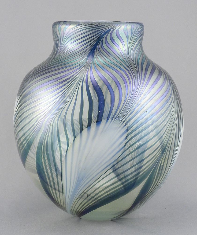 Art Glass Vase signed with Label Robert Held Art Glass, 8"h. (95) (1 of 5)