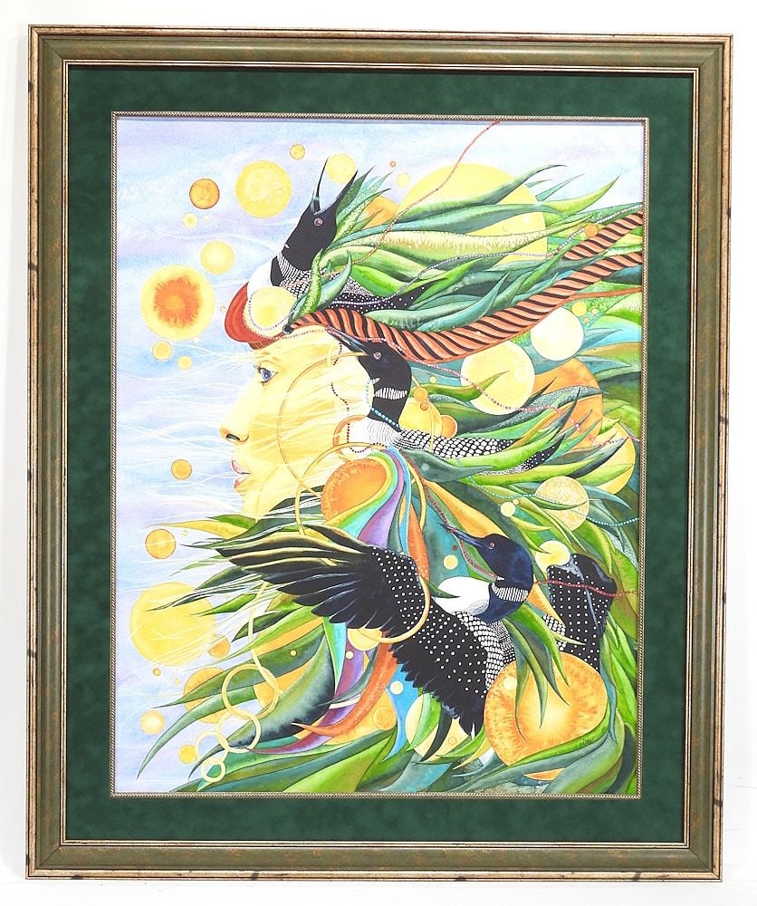 Watercolour signed Dyan (Myhr), 36 x 28" "Tropical Paradise". (1 of 4)