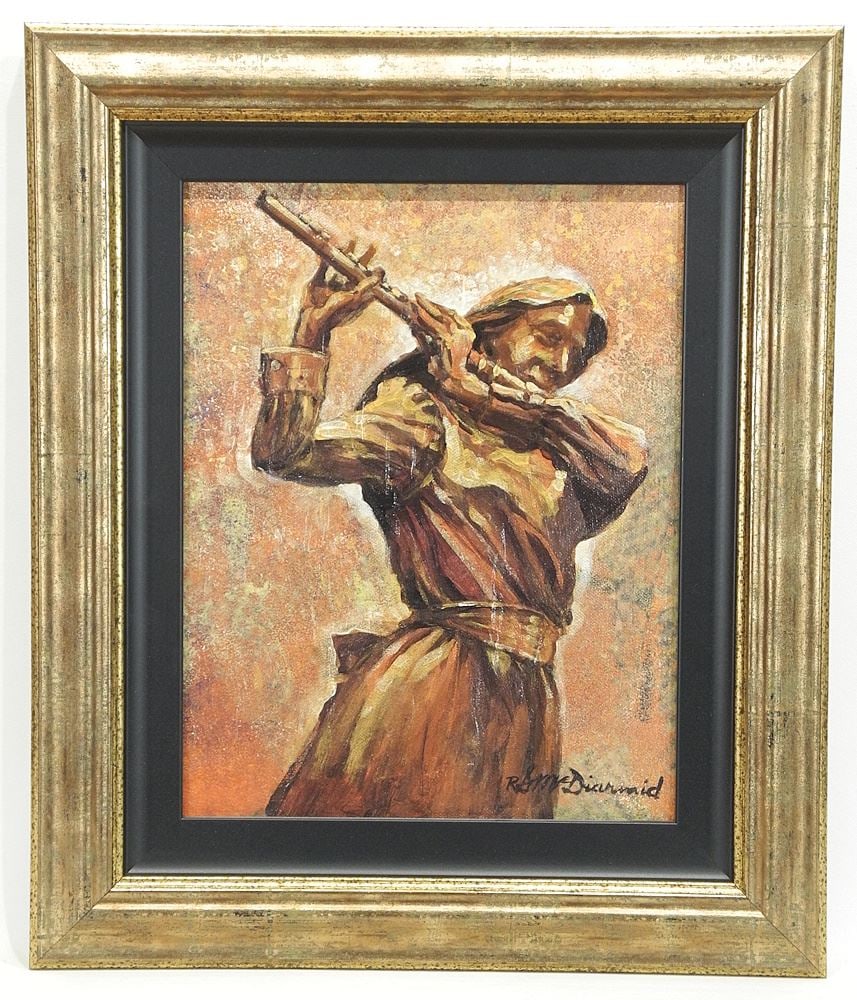 Acrylic on Canvas signed R.(Richard) McDiarmid, 16 x 12", "Captured in Bronze".: Acrylic on Canvas signed R.(Richard) McDiarmid, 16 x 12", "Captured in Bronze".