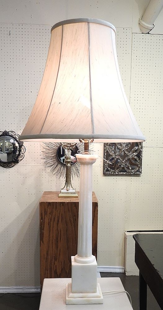 Italian Marble Columnar Table Lamp, 31 1/2"h.: Italian Marble Columnar Table Lamp, 31 1/2"h.