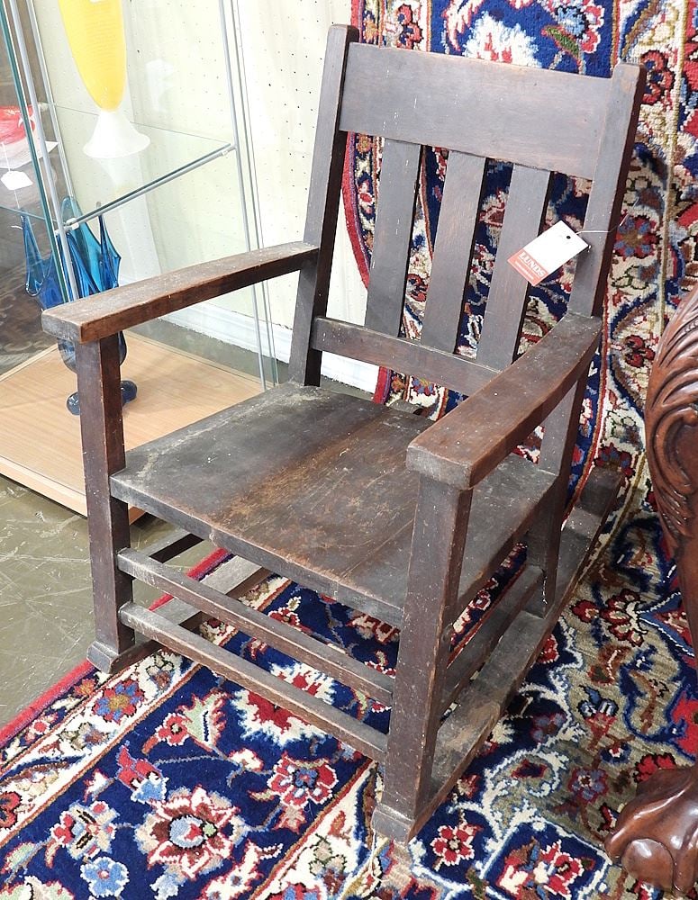 Child's Arts & Crafts Oak Rocking Chair, 24 1/4"h.: Child's Arts & Crafts Oak Rocking Chair, 24 1/4"h.