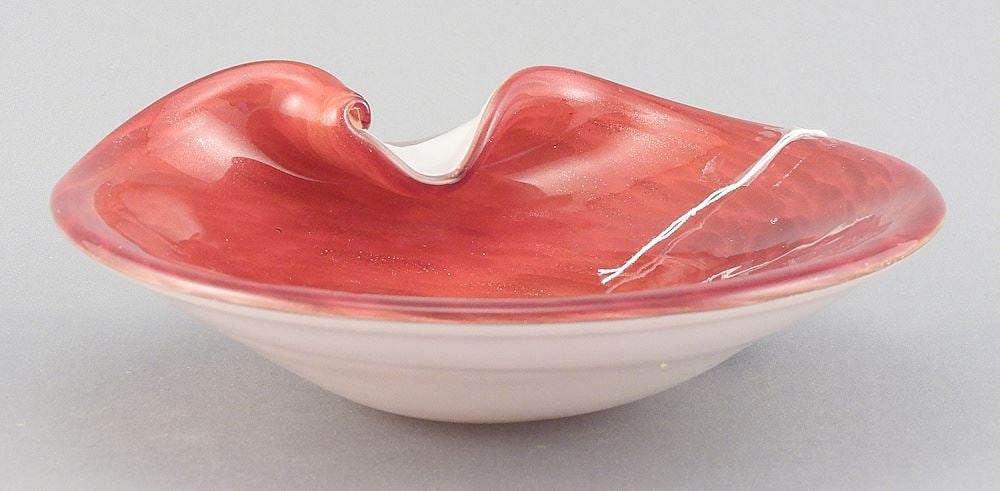 Archimede Seguso Glass Dish, 2 1/2 x 6 1/8 x 6". (1 of 3)