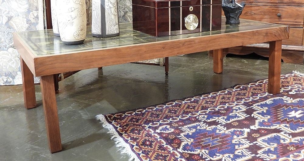 Bernard Rohne '71 Acid Etched Low Table, 15 x 22 3/4 x 48 1/2". (1 of 3)