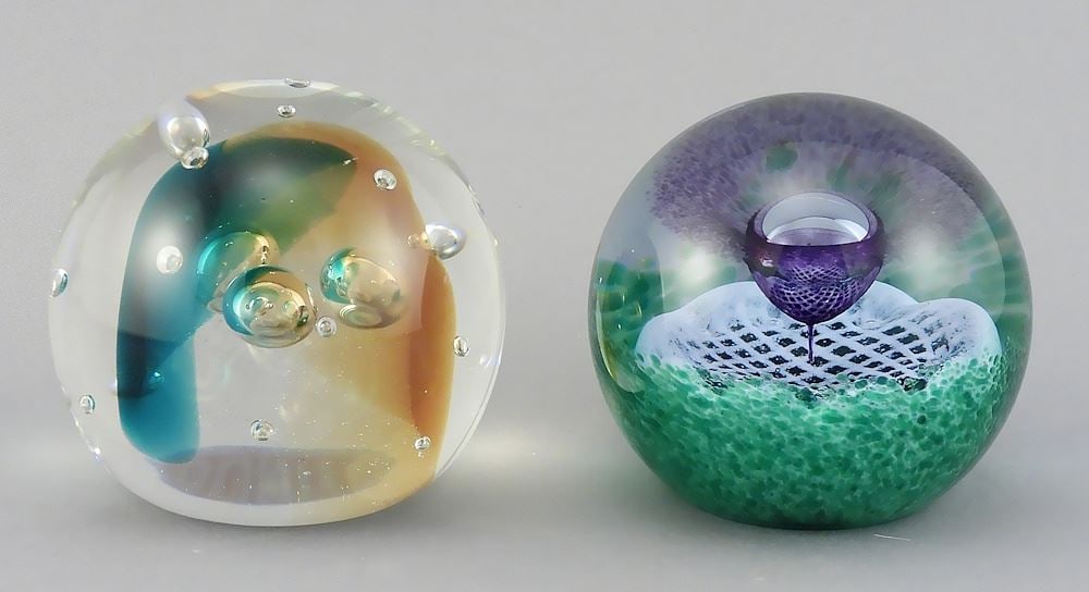 Two Caithness Paperweights: "Flower of Scotland" & "Gulf Stream". (1 of 3)