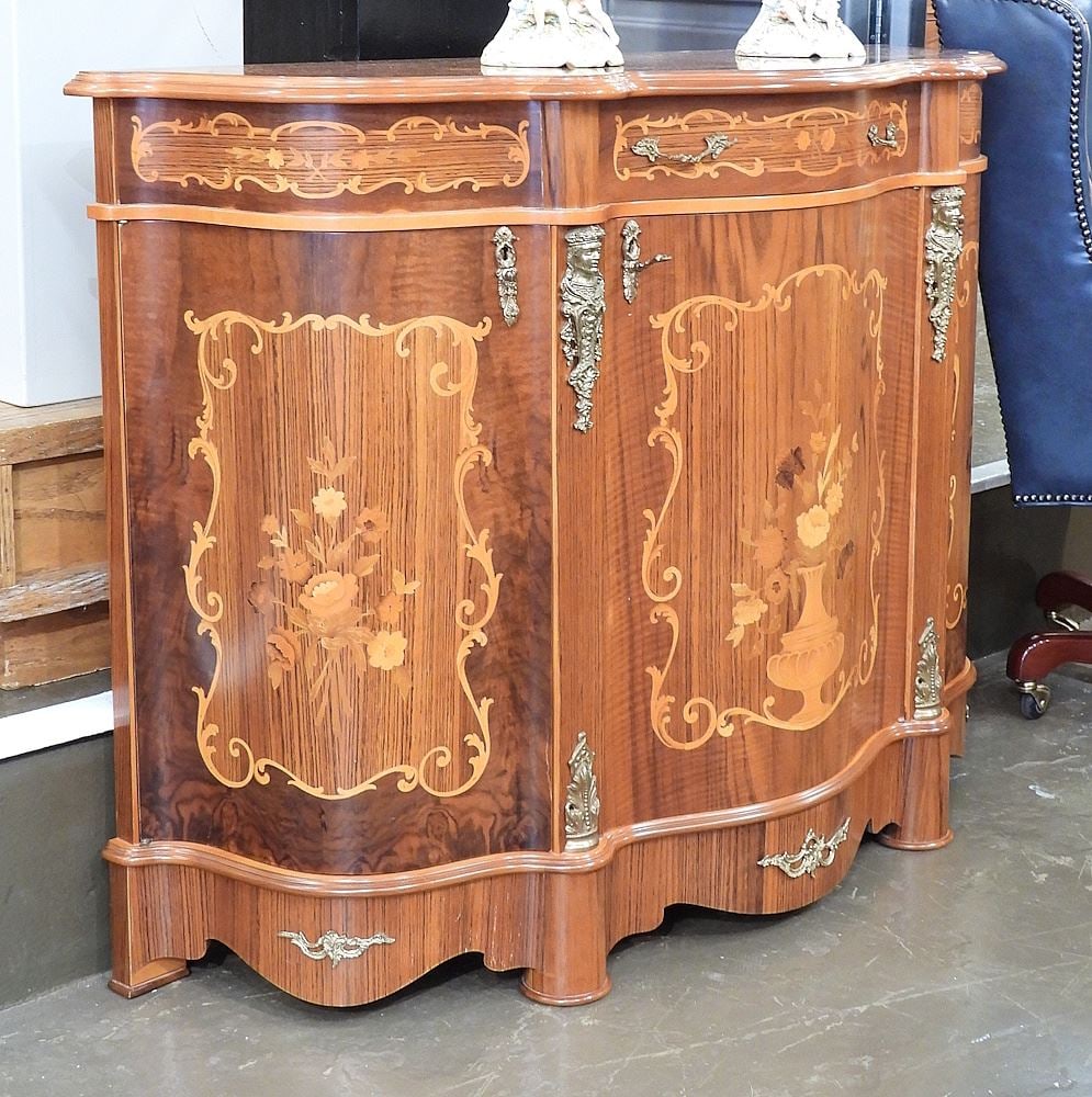 Shaped Front Inlaid Walnut Credenza, 53 1/2"w. (1 of 4)