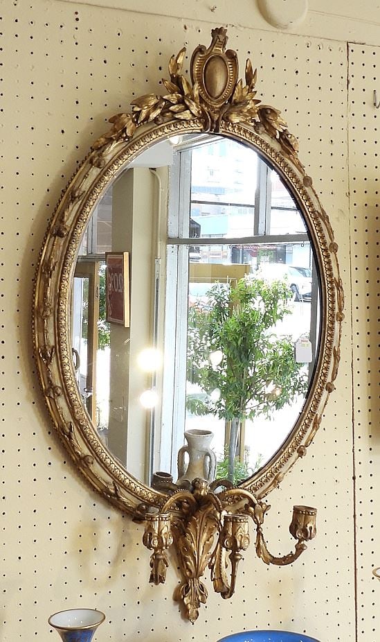 Mid 19th C. Louis XV Style Girandole Looking Glass, 41"h.: Mid 19th C. Louis XV Style Girandole Looking Glass, 41"h.