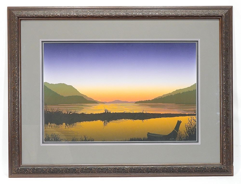 DI/II signed Arthur Vickers, 17 x 26 " "Cowichan Sunrise". (1 of 3)