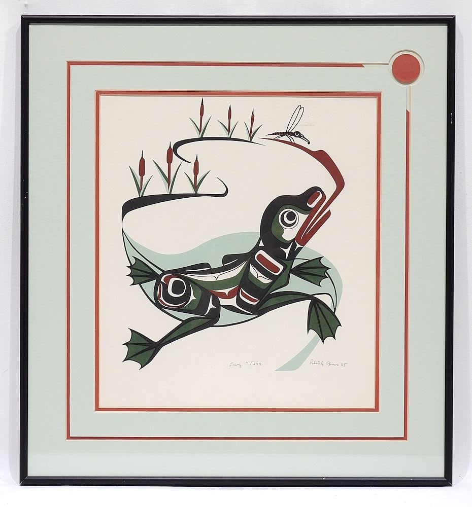 Nuu-Chah-Nulth Serigraph signed Patrick Amos '85, 13 x 11 5/8" "Frog " #4/299. (1 of 3)