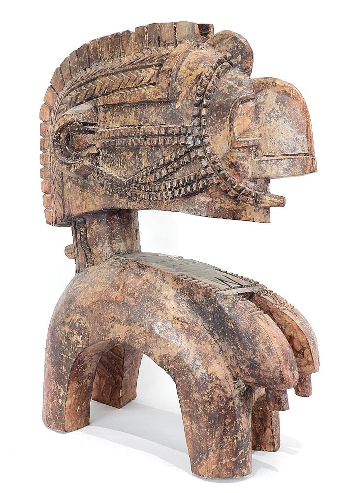 African Carved Wood Figure, 20 1/2 x 5 3/4 x 14 1/2". (1 of 4)