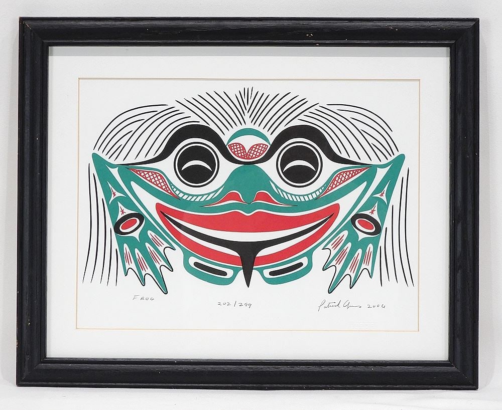 Nuu-Chah-Nulth Serigraph signed Patrick Amos, 8 1/2 x 11 1/2" "Frog" #202/209. (1 of 4)