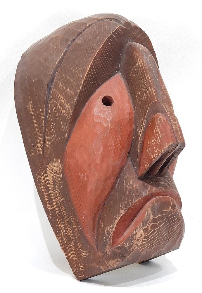 First Nations Mask signed Leslie John, 12"h. (1 of 4)