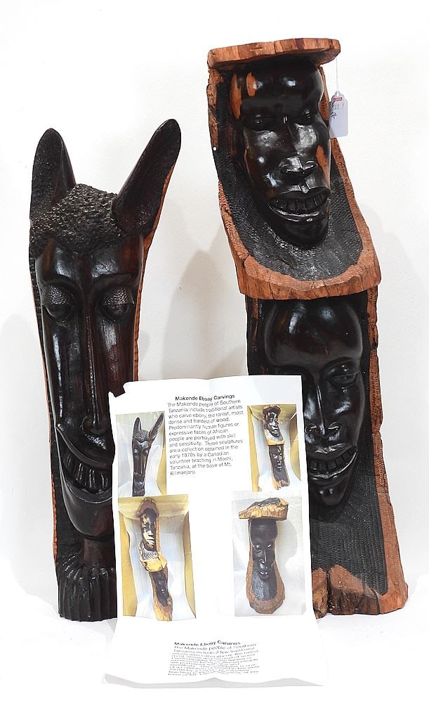 Two Makonde Ebony Sculptures, 24 & 21 1/2"h. (1 of 5)
