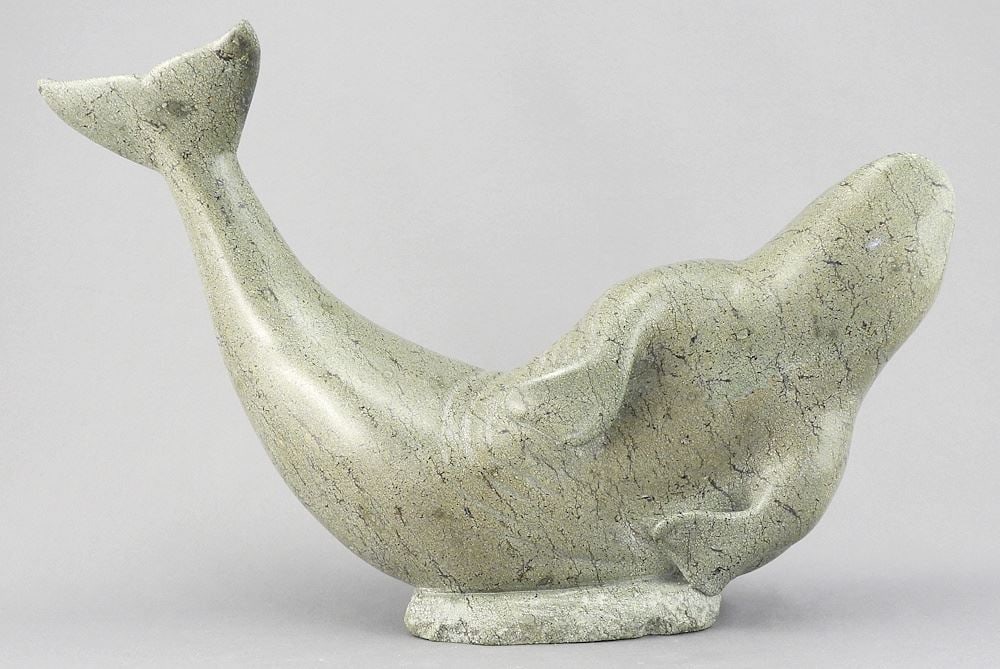 Inuit Stone "Beluga" Sculpture, Base Faintly signed, 11 3/4"L. (1 of 4)