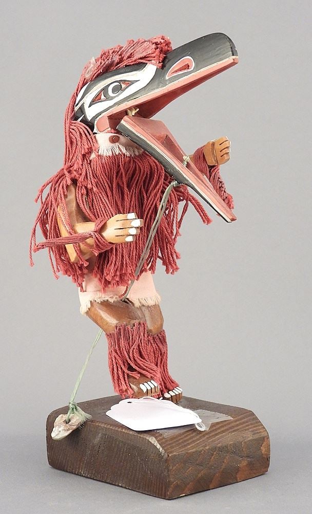 Kwagiulth Articulated Figure signed Gordon Scow, 7 1/4"h "Raven Dancer". (1 of 3)