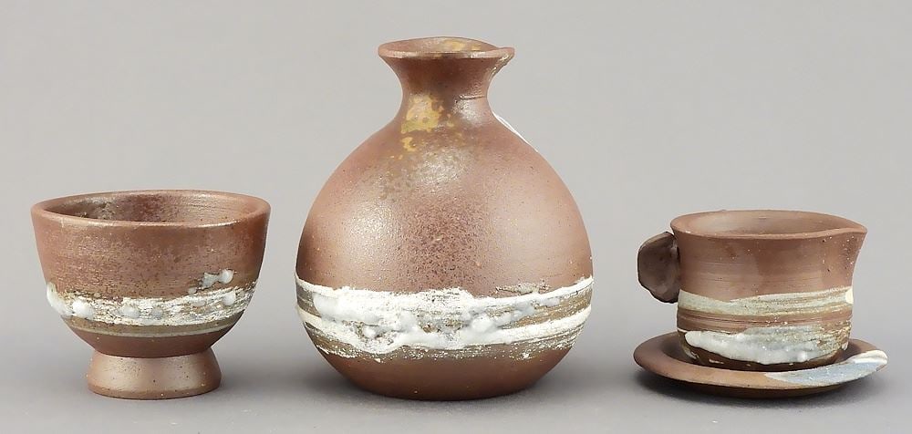 Four Pieces Japanese Bizen Yaki Pottery, 2 5/8 - 3 5/8"h. (1 of 4)