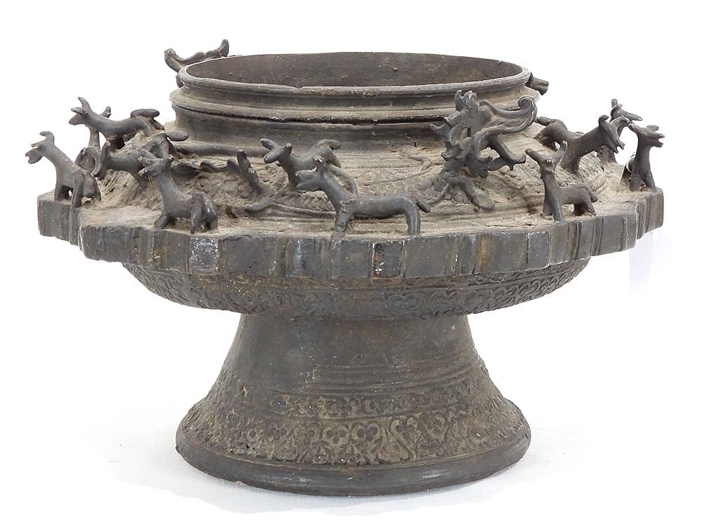 Burmese Bronze Rain Drum, 8 3/8 x 13" Diameter. (1 of 4)