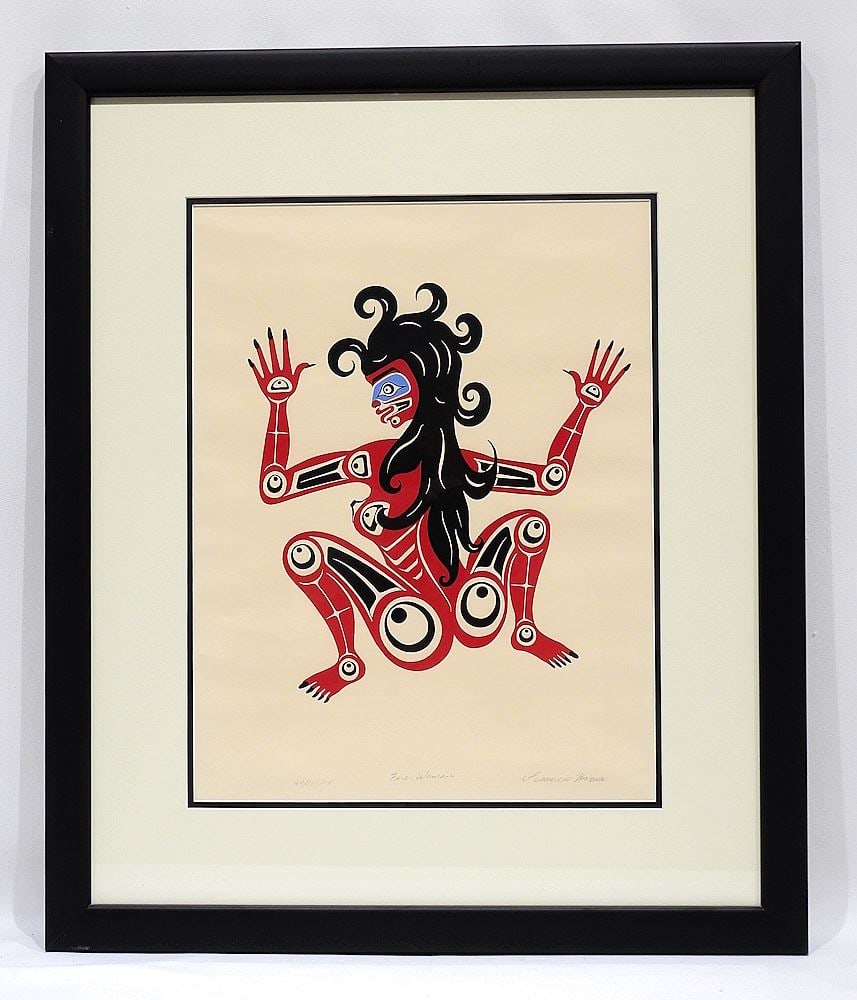 Coast Salish Serigraph signed Francis Horne, 15 5/8 x 12" "Fire Woman" 160/600/78. (1 of 4)