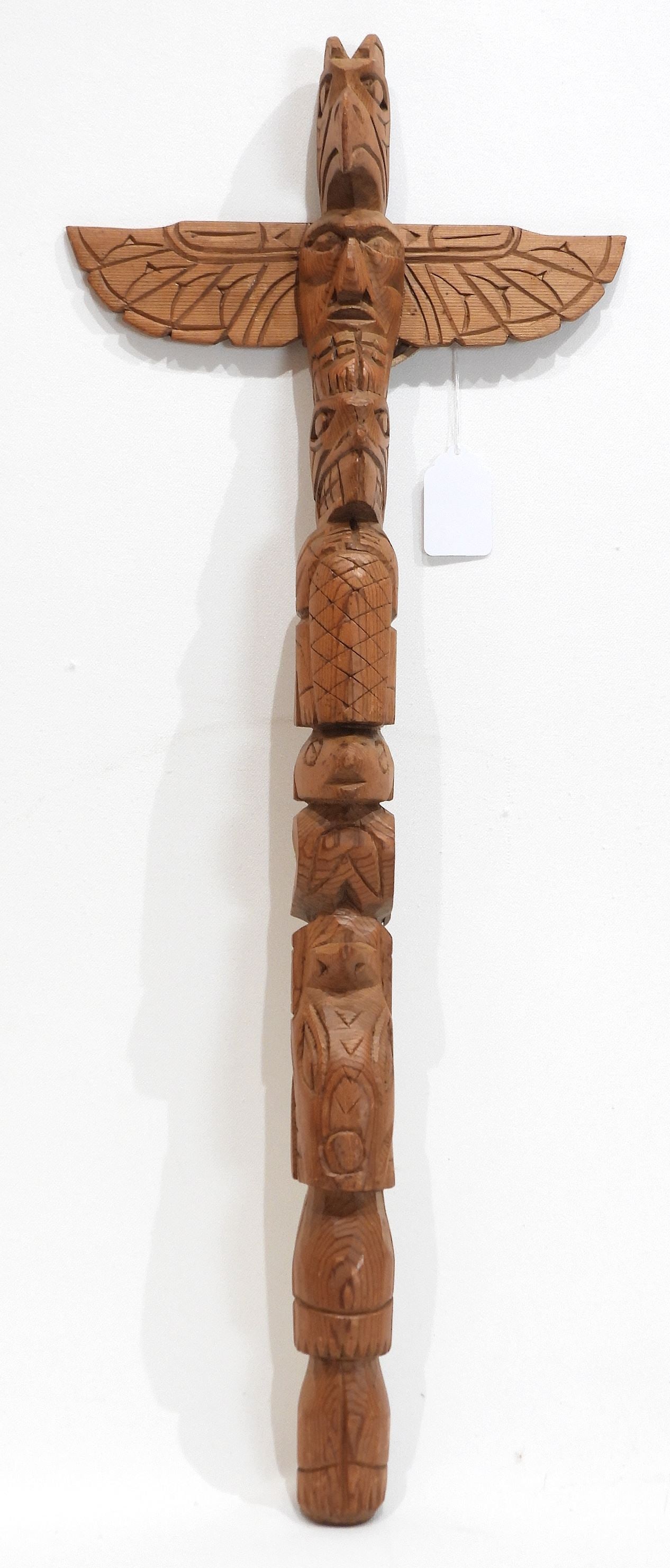 Northwest Coast Carved Cedar "Chief Seagull" Model Totem Pole 24"h. (1 of 2)