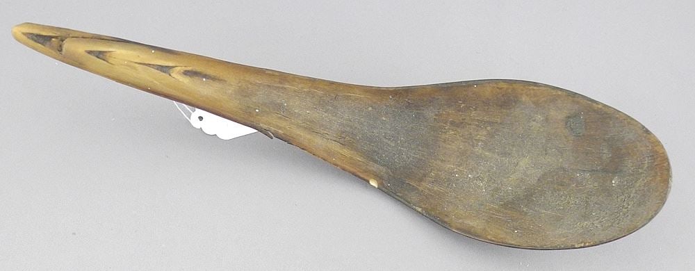 Old Northwest Coast Horn Spoon, 11 1/8"L (as found). (1 of 2)
