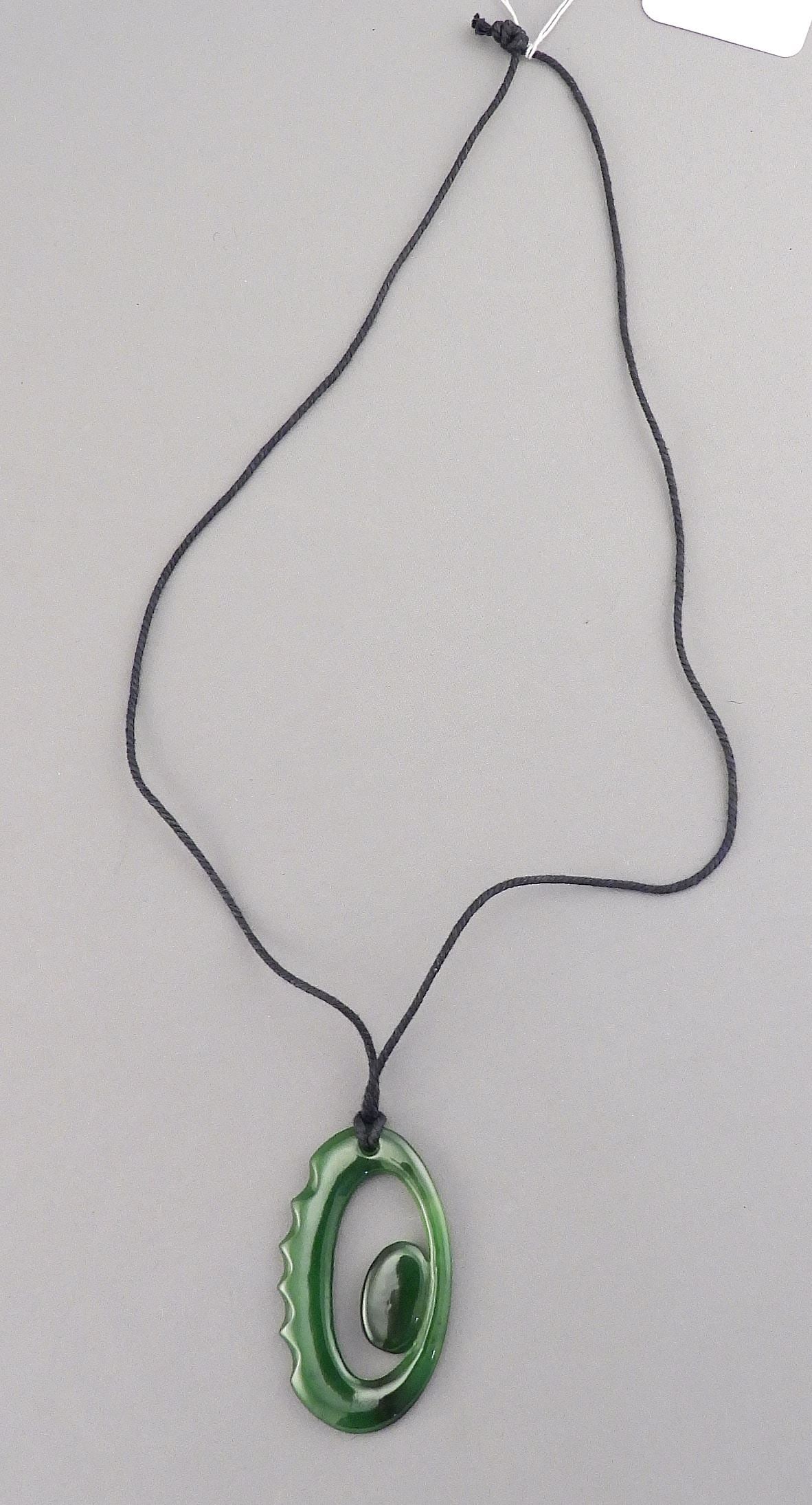 Maori "Eye" Nephrite Jade Pendant, 2 1/4"h. (1 of 3)