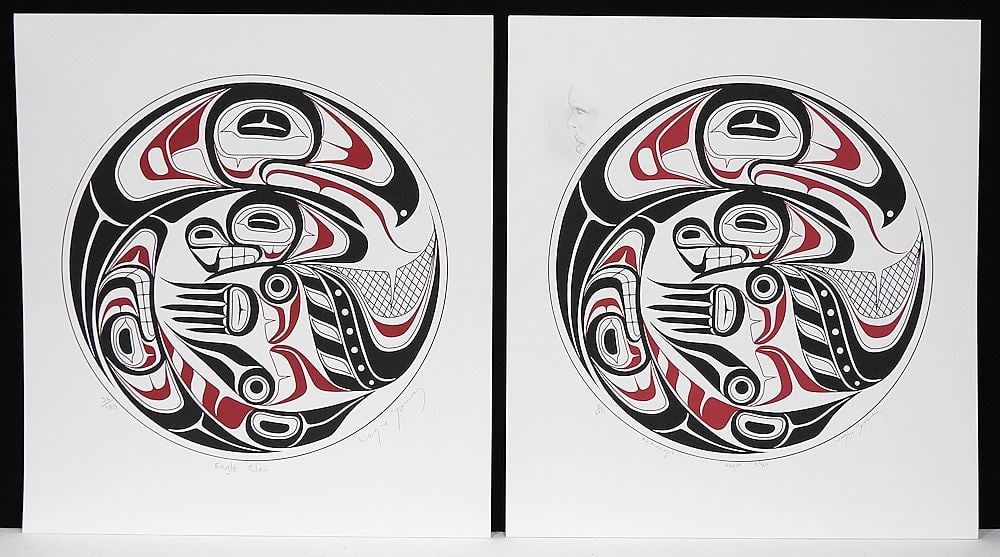 Two Nisga'a Serigraphs signed Wayne Young, 16 1/2 x 15" "Eagle Clan" Includes remarque. (1 of 2)