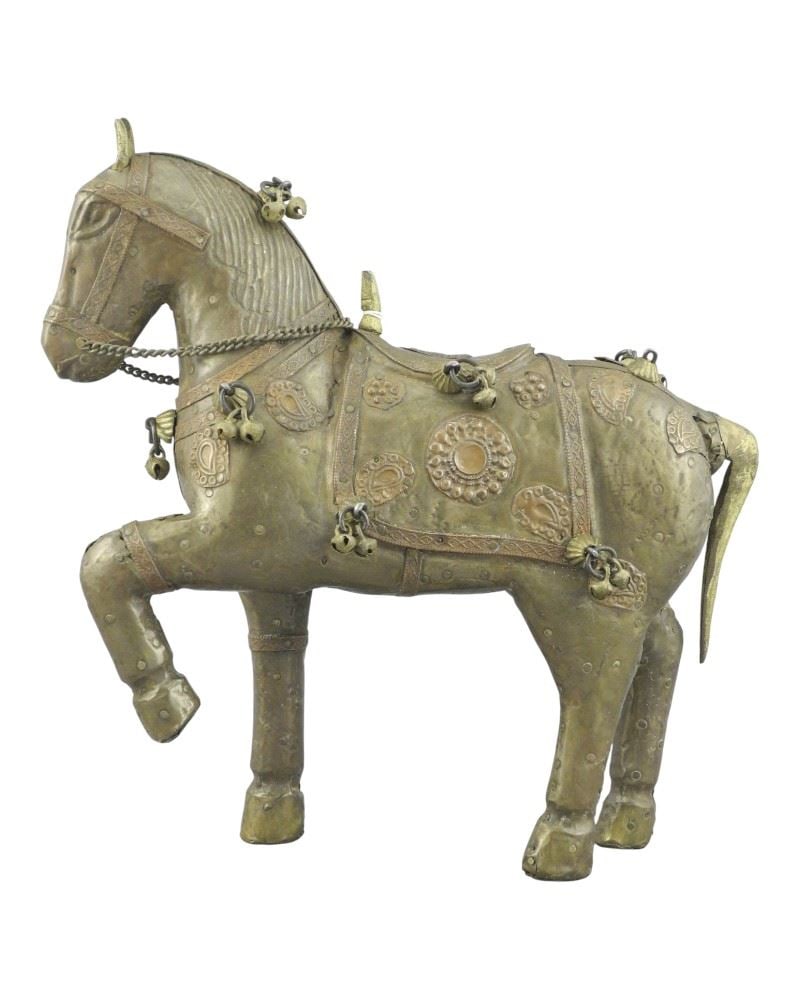 19th C. Copper Alloy Horse Ornament, 8 1/2"h. (1 of 2)