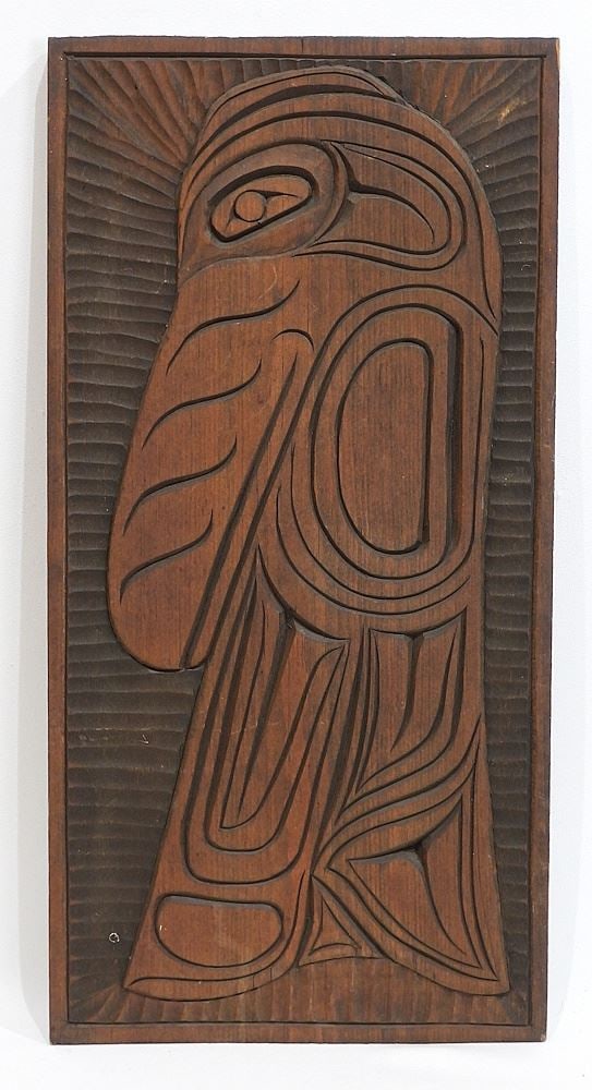 Haida Plaque signed Ron Collison, 20 3/4 x 10 1/2" "The Raven". (1 of 2)