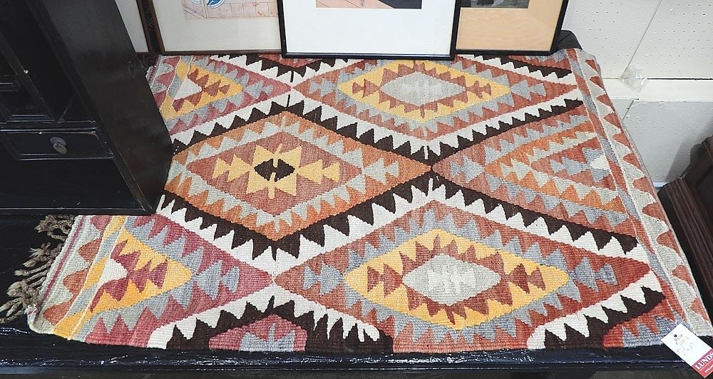 Fringed Kilim Mat Approximately 2'6" x 3'10". (1 of 1)