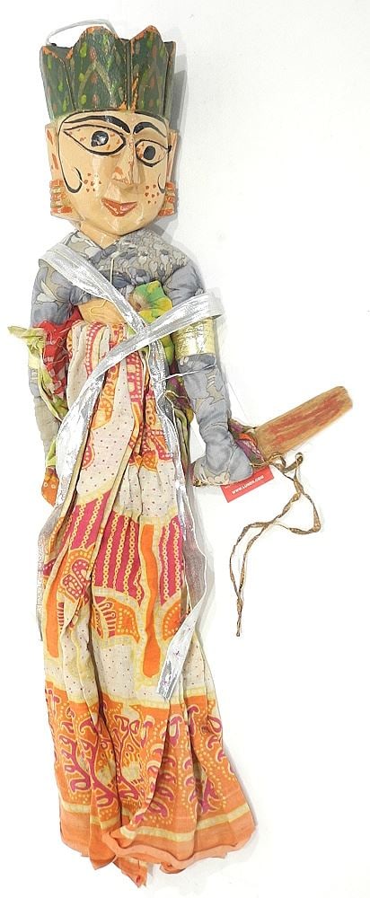 South Asian Painted Wood & Textile Puppet, 21"h. - (1 of 3)