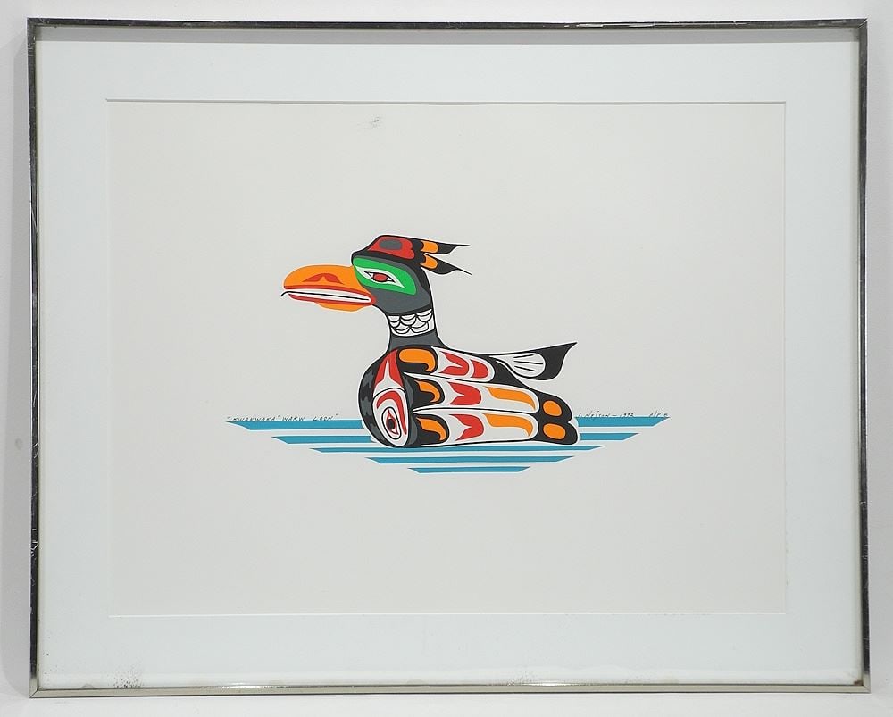 Kwagiulth Serigraph signed J. (John) Nelson, 1992, 18 1/4 x 24 1/2", "Kwakwaka-wakw Loon" (A/P): Kwagiulth Serigraph signed J. (John) Nelson, 1992, 18 1/4 x 24 1/2", "Kwakwaka-wakw Loon" (A/P)