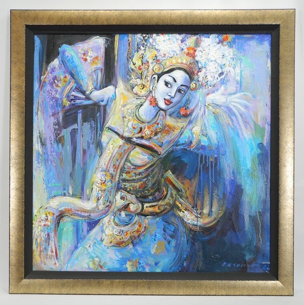 Oil on Canvas signed D.K.Sujana, 3 30 1/2 x 30 1/2", "Balinese Dancer".: Oil on Canvas signed D.K.Sujana, 3 30 1/2 x 30 1/2", "Balinese Dancer".